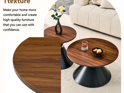 2 Piece Round Coffee Table Set For Living Room