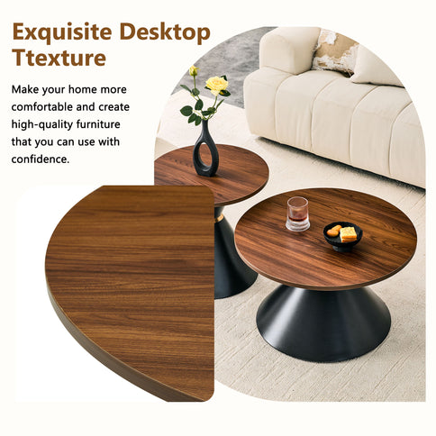 2 Piece Round Coffee Table Set For Living Room