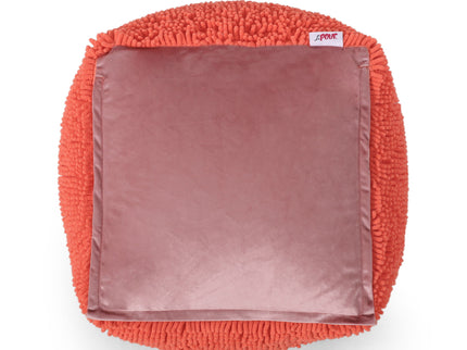 Sunny - Square Pouf, Versatile Ottoman Or Floor Cushion - Coral