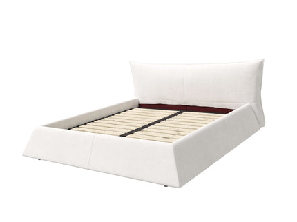 King Size Platform Bed With Special-Shaped Headboard - Cream