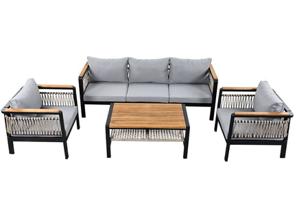 4 Pieces Outdoor Sectional Sofa Set 5 Person Patio Seating Group Outdoor Conversation Set With Cushions And A Coffee Table For Patios