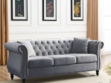 Chesterfield Sofa With Rolled Arms And Nailhead Trim