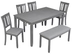 Dark Gray / 6 Pc. Table, 4 Chairs, Bench