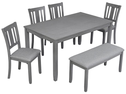 Kitchen Dining Set, Rectangular Dining Table With Upholstered Chairs
