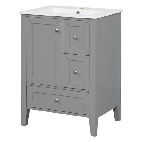 Modern Bathroom Vanity With Sink, Freestanding Cabinet With Drawers And Shelves