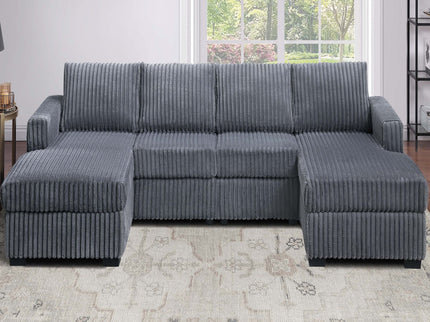 U-Shaped Sectional Set With Cushion Back Armless Chairs Right And Left Arm Chaise