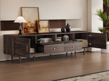 TV Stand With Drawers, Accent Entertainment Center For Living Room - Dark Brown