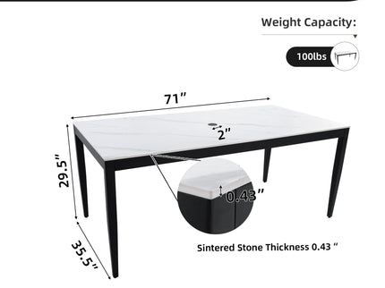 Outdoor Modern Patio Dining Table, Post Tapered Legs, Weatherproof & Rust Free