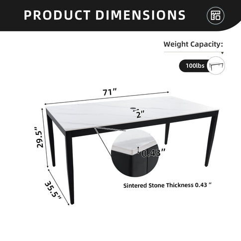 Outdoor Modern Patio Dining Table, Post Tapered Legs, Weatherproof & Rust Free