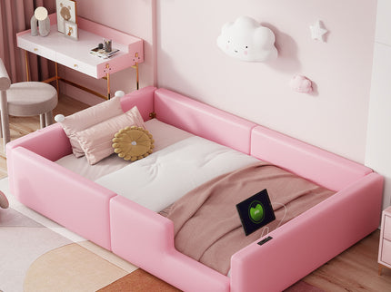 Platform Bed With Guardrail And Charging Station