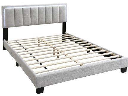 Bed With Channel Tufting And Built In LED Headboard