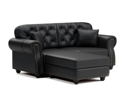 Upholstered Sofa With Nailhead Trim, Rolled Armrests With Ottoman