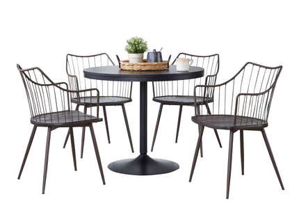 Dakota Winston - 5 Piece Contemporary Dining Set - Black / Brown / Dark Walnut