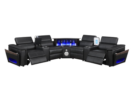 Nova - Sectional With Bluetooth Speaker, LED And Lifting Wine Cabinet