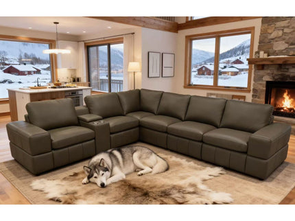 Large - Arm Upholstery Modular Sectional With Custom Configuration - Olive Green