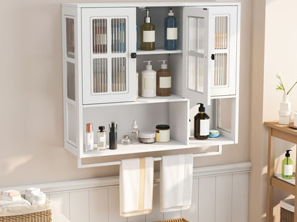 3 Door Wall Cabinet With Glass Door And Towel Bar