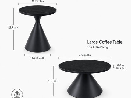 2 Piece Coffee Round Table Set