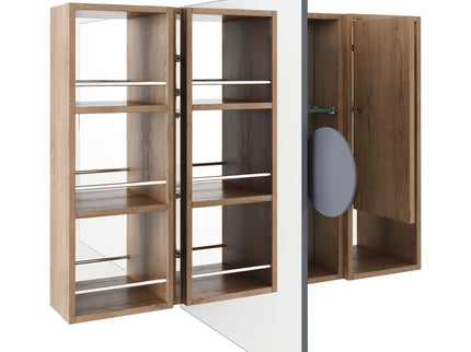 Wall Mounted Bathroom Mirror Cabinet, Adjustable Shelves Storage Cabinet - Imitative Oak