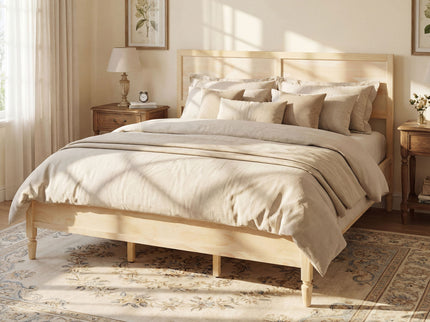 Classic Platform Bed Frame With Panel Headboard