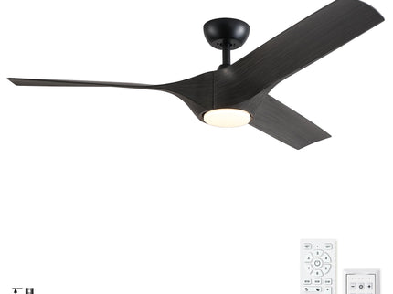 Reversible Quiet Motor Ceiling Fan Light With ABS Blades - Black / Gray
