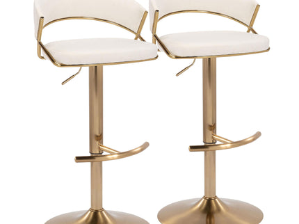 Jie - Contemporary Adjustable Barstool With Swivel With Rounded T Footrest (Set of 2)