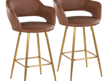 Margarite - Contemporary Fixed Height Counter Stool With Footrest (Set of 2) With Square