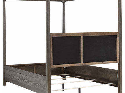 Sundance - Queen Canopy Bed With Upholstered Headboard - Dark Brown
