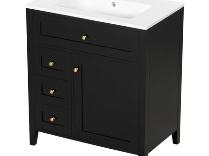 Modern Bathroom Vanity With Sink, 3 Drawers And Adjustable Shelf