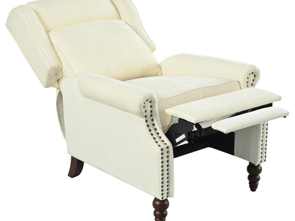 Push Back Recliner Chair Upholstered Recliner Armchair With Classic Wing Back And Solid Gourd-Shaped Legs