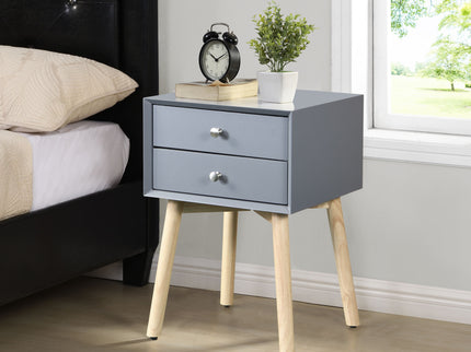 Side Table With 2 Drawer, Mid-Century Modern Storage Cabinet For Bedroom