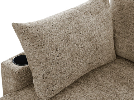 U-Shaped Sectional Sofa Bed With Storage, Charging Ports, And Cup Holders - Brown