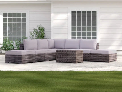 Outdoor 6 Person Wicker Seating Group With Cushions - Gray Mix