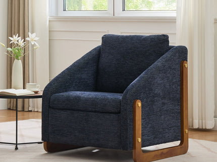 Modern Upholstered Armchair With Wooden Side Frame