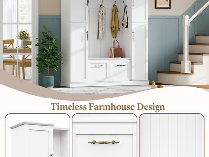 Hall Tree With 4 Side Cabinets