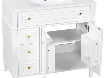 Bathroom Vanity With Sink, 3 Drawers & 2 Doors