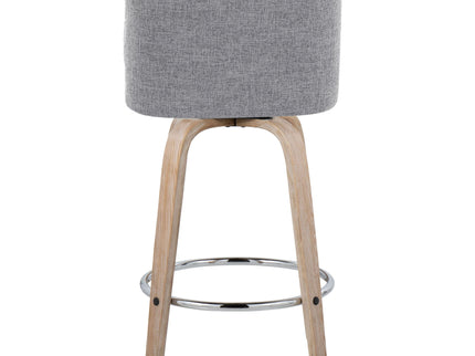 Toriano - Modern Design Fixed Height Counter Stool With Swivel With Round Footrest (Set of 2)