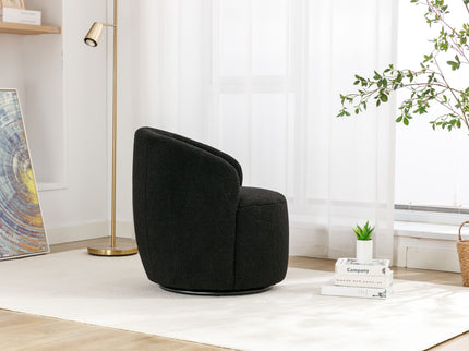 Teddy Fabric Swivel Accent Armchair Barrel Chair With Powder Coating Metal Ring