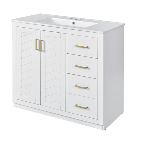 Bathroom Vanity With Sink Combo, Storage Cabinet, Freestanding Set With 3 Drawers & Soft Closing Doors