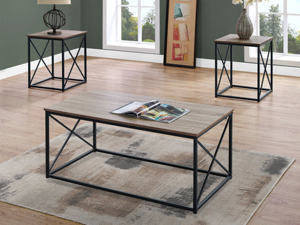 3 Pieces Table Set, Coffee, End, Side, Accent - Brown / Black