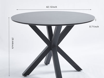 Table Mid-Century Dining Table For 4 - 6 People With Round Table Top, Pedestal Dining Table, End Table Leisure Coffee Table, Cross Leg