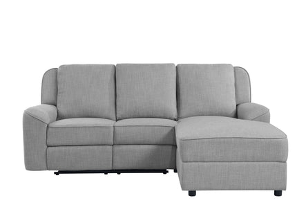 Destiny - Linen Sectional Sofa With Dropdown Table - Gray
