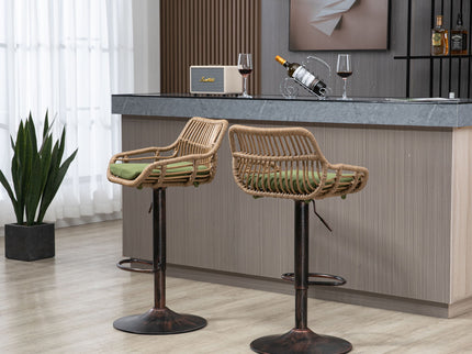 Modern Swivel Bar Stools Adjustable Counter Chairs With Footrest (Set of 2)