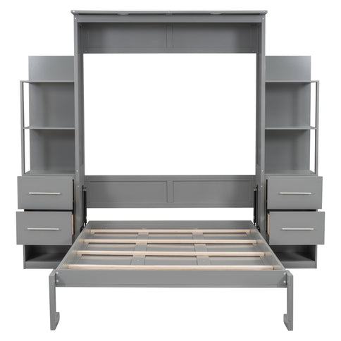 Murphy Wall Bed With LED Lights, Shelves And Drawers