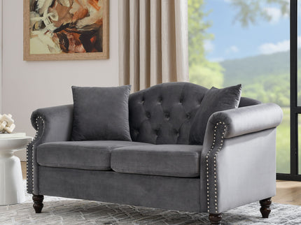 2 Seater Chesterfield Sofa With Rolled Arms And Nailhead Trim For Living Room
