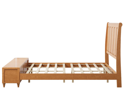 Sleigh Bed Frame With Tall Headboard And Storage Bench