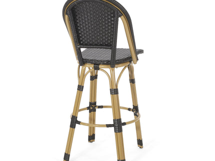 Outdoor Rattan And Aluminum French Barstools (Set of 2)