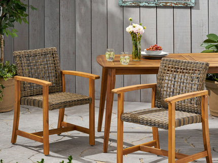 Outdoor Dining Chair Acacia Wood Frame (Set of 2)