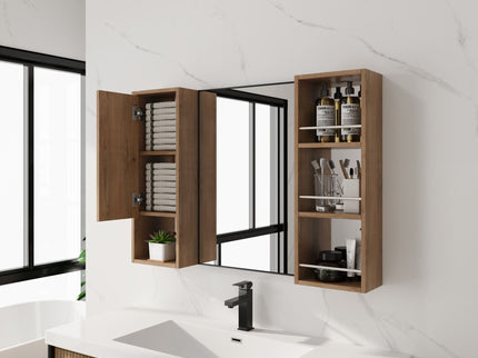 39.4" Wall Mounted Bathroom Cabinet With Storage And - Imitative Oak
