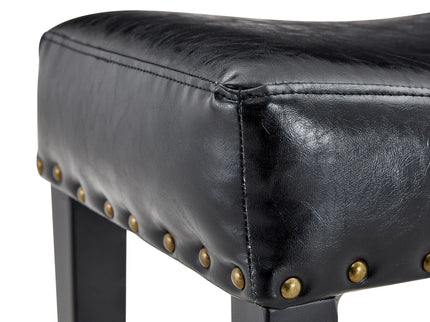 Bar Stool With Brass Nailhead Trim (Set of 2) - Black