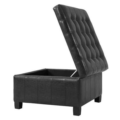 Square Tufted Indoor Ottoman With Lift-Top Storage
